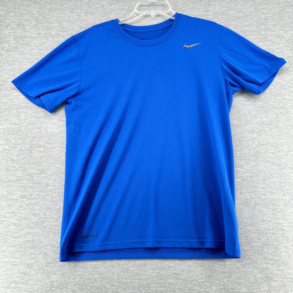 Nike Dri-Fit T-Shirt Mens Medium Blue Short Sleeve Performance Training Swoosh - Picture 1 of 8